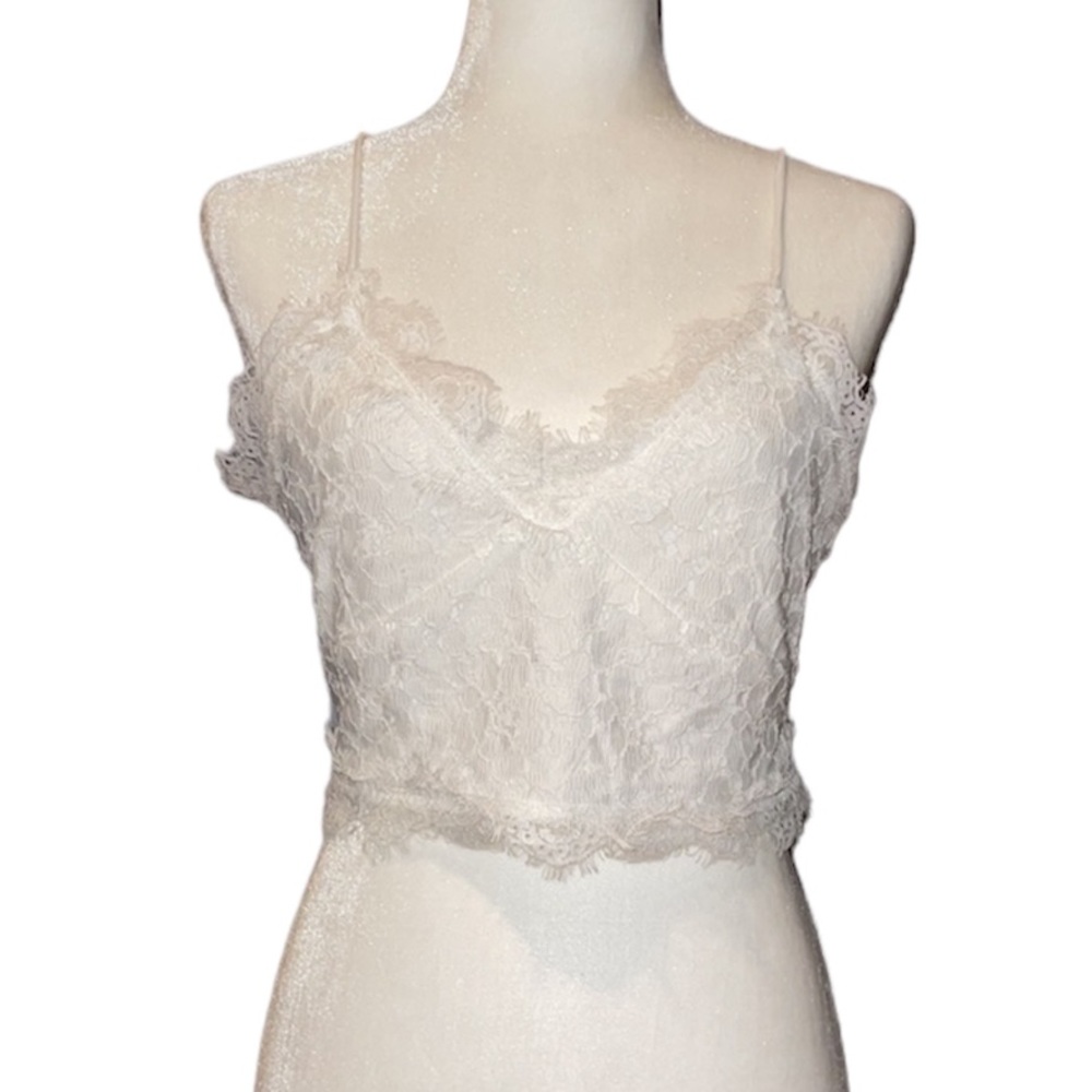 Women’s Zaful White Lace Cropped Bralette Top Medium